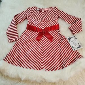 Iris & Ivy Size 5 Little Girls Faux Fur Red & White Dress